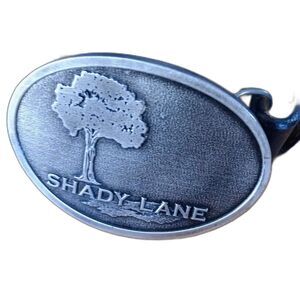 Vintage Shady  Lane man black leather belt with belt buckle tree 46